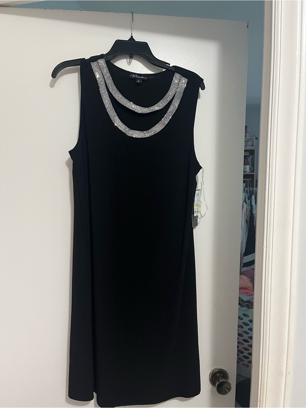 Sleeveless Black Dress with Silver Beaded Neckline Brand New with tags